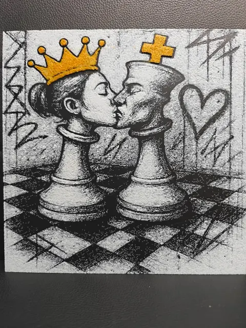 HueForge model: Chess Love King & Queen by TheHueforgeLady