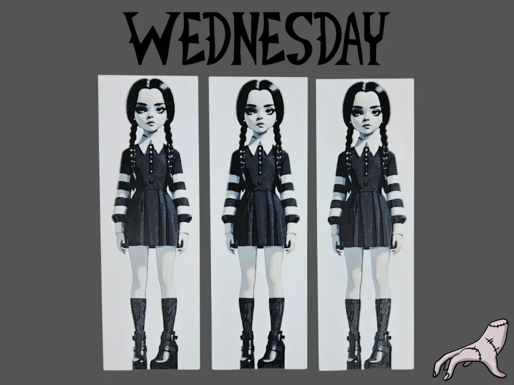 Wednesday Addams Bookmark by BusyKikiBee HueForge model: Wednesday Addams Bookmark by BusyKikiBee