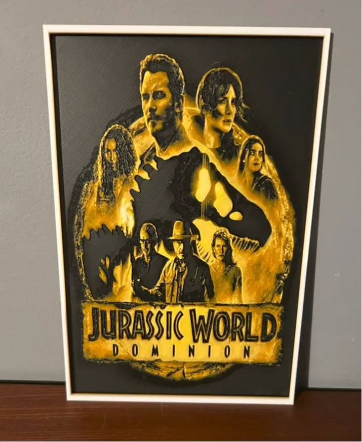 Hueforge Movie Poster - Jurassic World Dominion - by JoDau HueForge model: Hueforge Movie Poster - Jurassic World Dominion - by JoDau