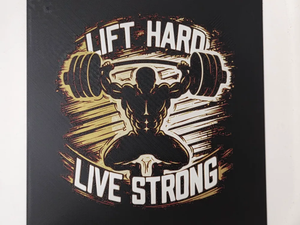 Lift Hard Live Strong Hueforge by Morganja HueForge model: Lift Hard Live Strong Hueforge by Morganja
