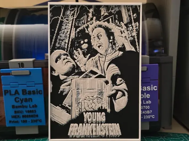 HueForge model: Young Frankenstein Movie Poster - Hueforge Art by Lumpy3D