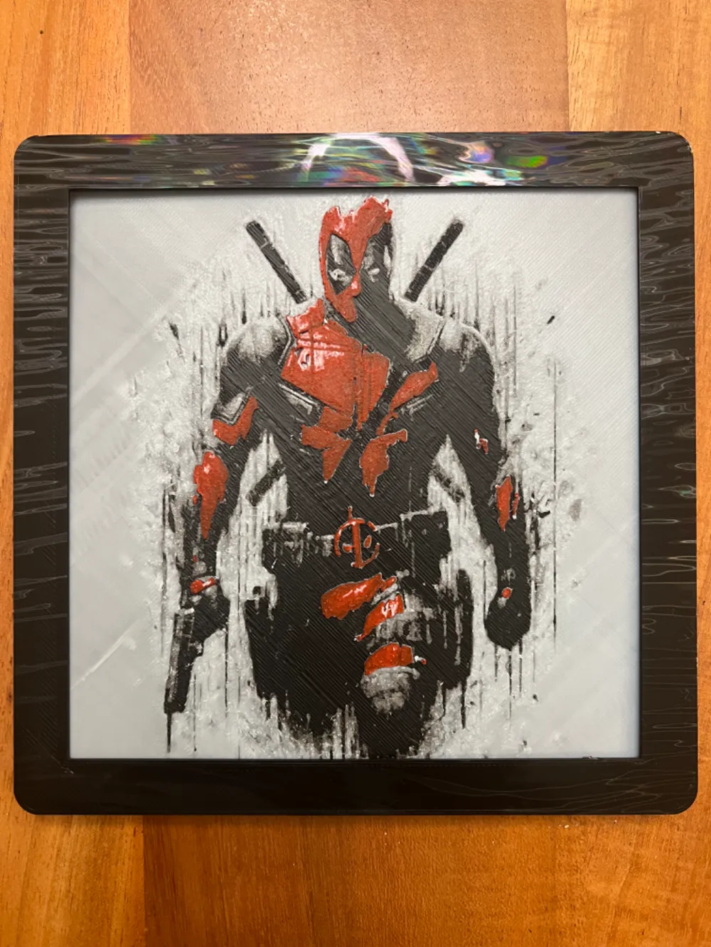 Deadpool Walking by JustBe 3D Printing HueForge model: Deadpool Walking by JustBe 3D Printing