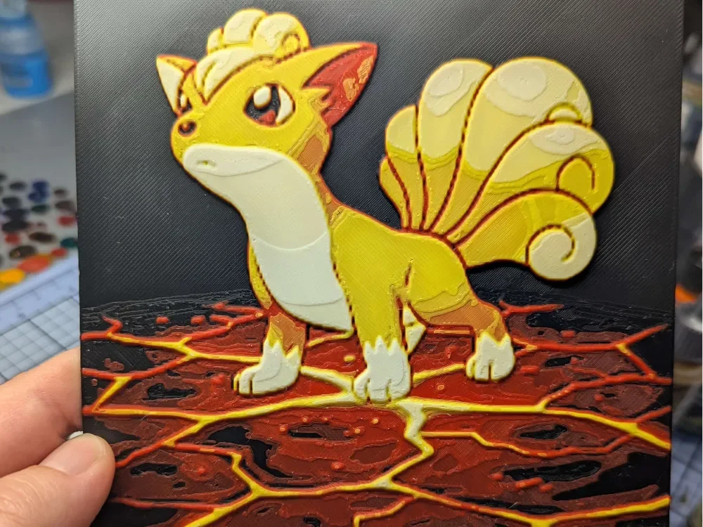 hueforge goupix Vulpix by ZombiePaint3D HueForge model: hueforge goupix Vulpix by ZombiePaint3D