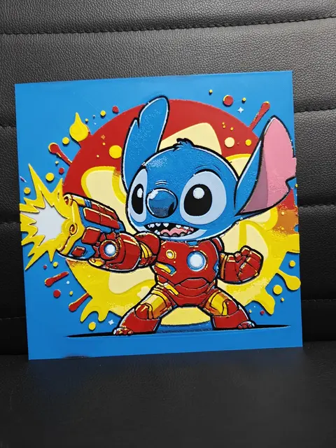 HueForge model: Stitch Iron Man by TheHueforgeLady