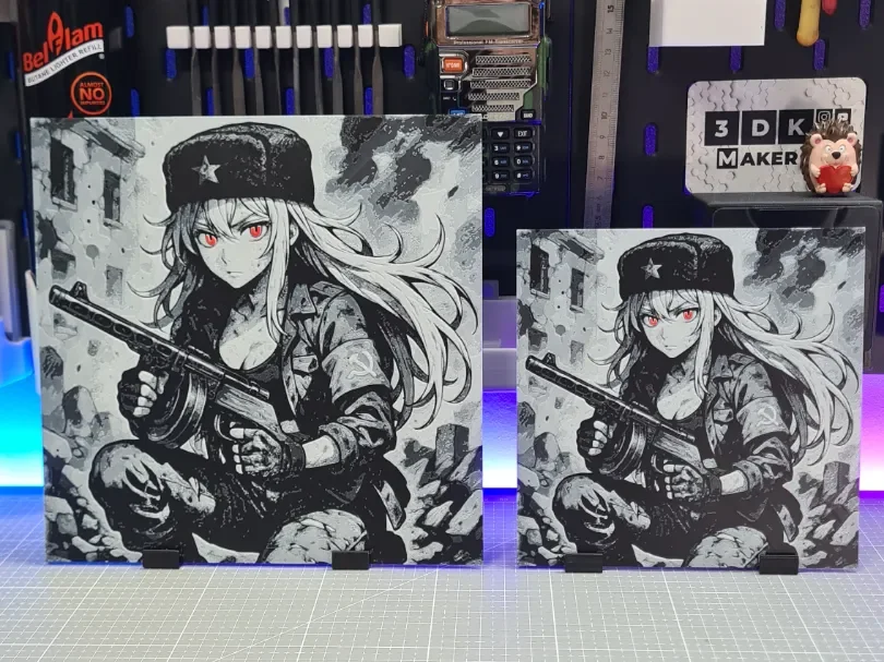 Girl Anime Soviet PPSh - Hueforge - 4 Colors by Montoya Maker HueForge model: Girl Anime Soviet PPSh - Hueforge - 4 Colors by Montoya Maker