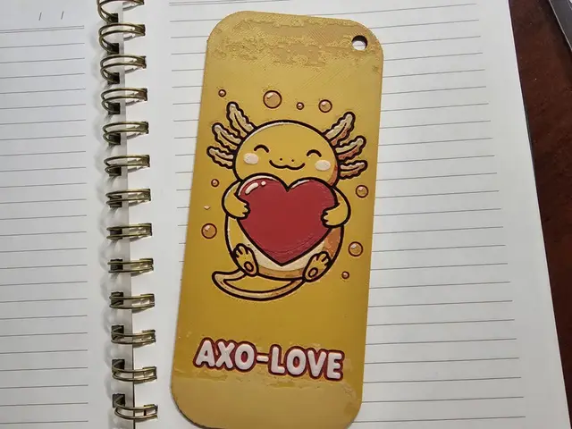 Valentines Axolotl Bookmark - Hueforge 4 colors