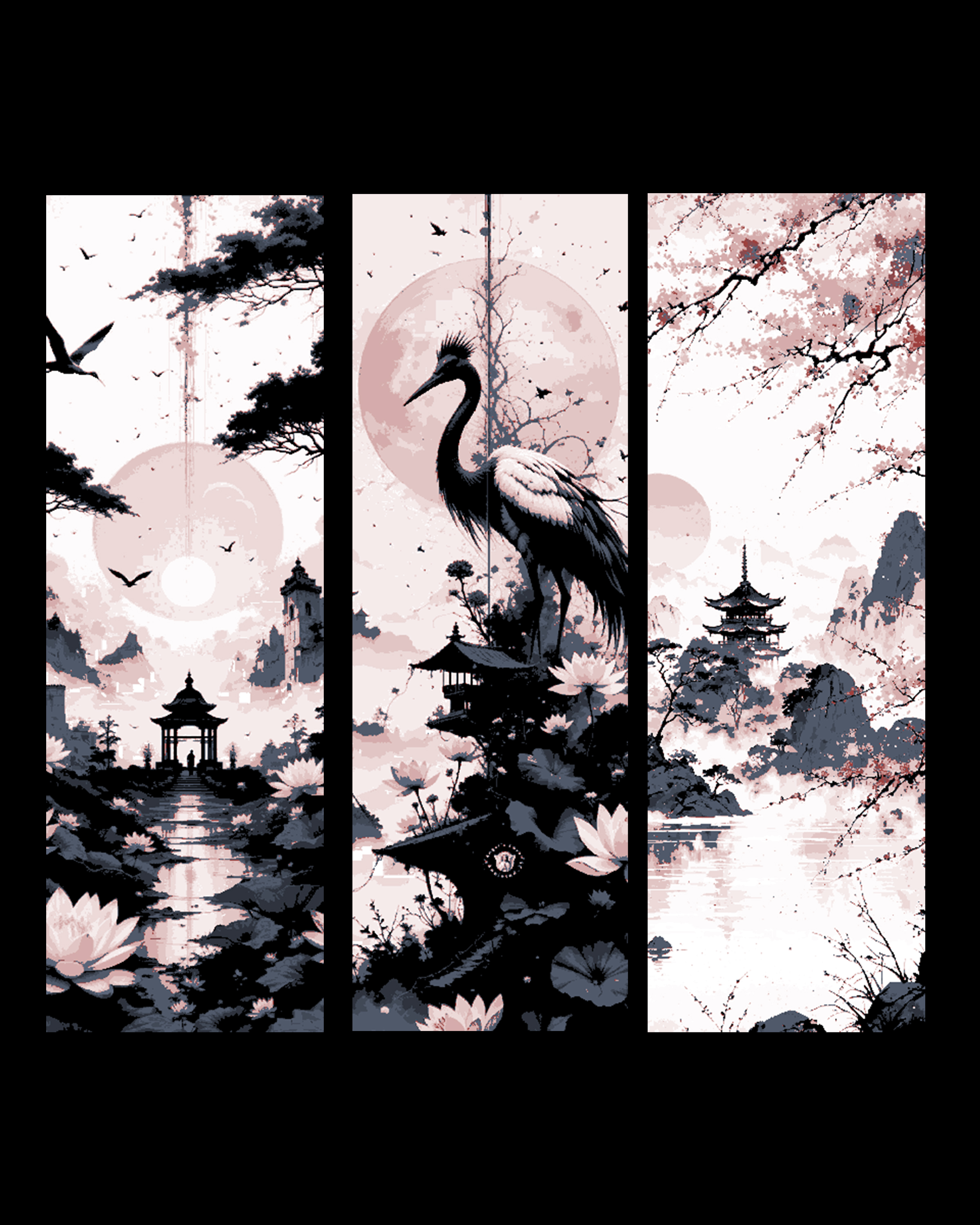 Elegant pen and ink drawings of like long ago in Japan - Set of bookmarks by BooneCo3d HueForge model: Elegant pen and ink drawings of like long ago in Japan - Set of bookmarks by BooneCo3d