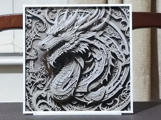 HueForge model: Kirigami Dragon - HueForge 4 Color by BoDad