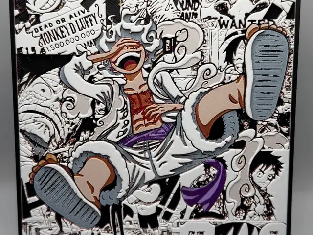 HueForge model: One Piece Hueforge - Luffy Manga Background by MonkeyForge 3D