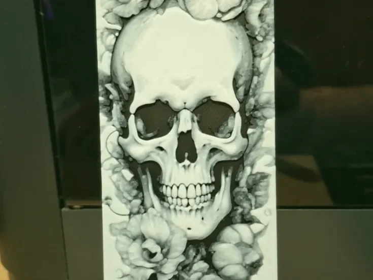 Skull and flowers bookmark - Just 2 colours v1 by 3dGlow HueForge model: Skull and flowers bookmark - Just 2 colours v1 by 3dGlow