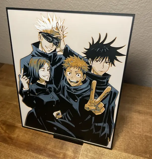 HueForge model: Hueforge - Jujutsu Kaisen - Gojo and the Crew by Cloudy Nostalgia