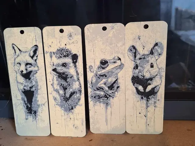 HueForge model: set 2 - Set of 4 rustic woodland animal bookmark by 3dGlow
