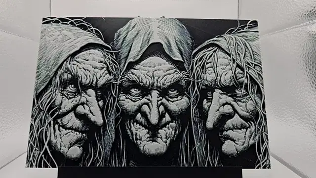 HueForge model: 3 Witches Glow in the Dark by BusyKikiBee