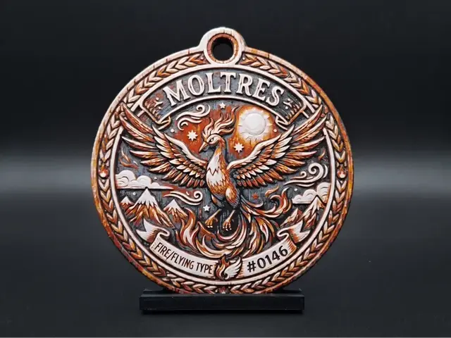 HueForge model: Pokemon - Moltres Medallion - 5 Colour by LED
