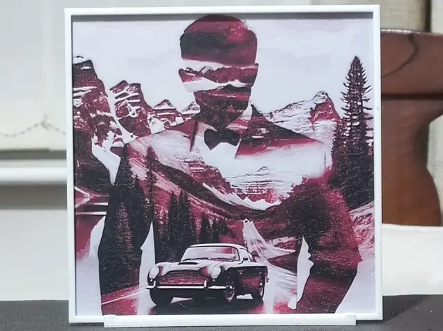 HueForge model: Double Exposure Bond - HueForge 2 Color by BoDad