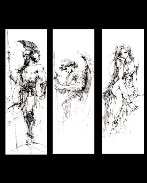 HueForge model: Sketches of Roman gods - Set of bookmarks by BooneCo3d