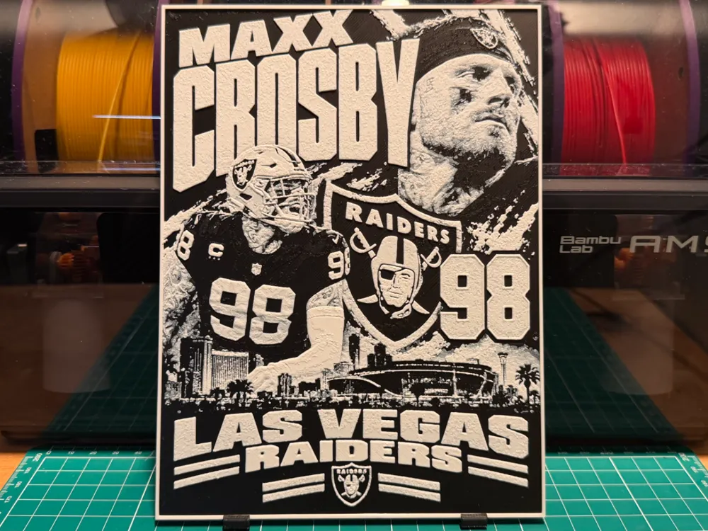 Maxx Crosby Poster by liv_3d HueForge model: Maxx Crosby Poster by liv_3d