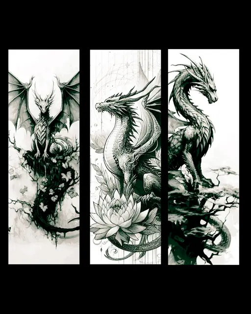 HueForge model: High Fantasy Dragons of Nature - Set of Bookmarks by BooneCo3d