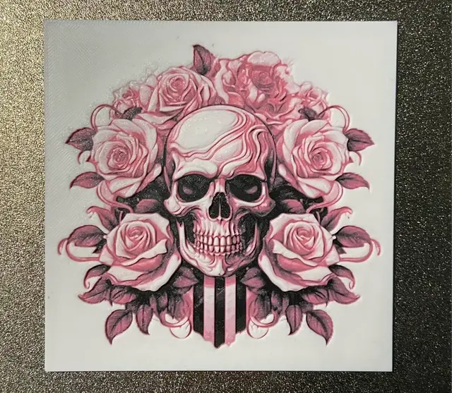 HueForge model: skull and roses by Morganja