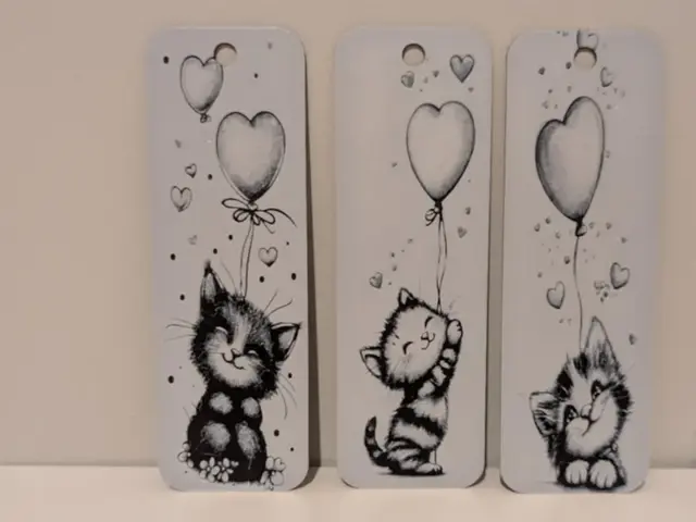 HueForge model: Cats balloon heart bookmarks set of 3 by 3dGlow