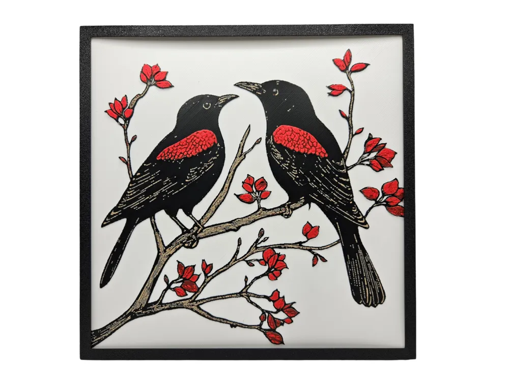 Redwing Blackbirds by BusyKikiBee HueForge model: Redwing Blackbirds by BusyKikiBee