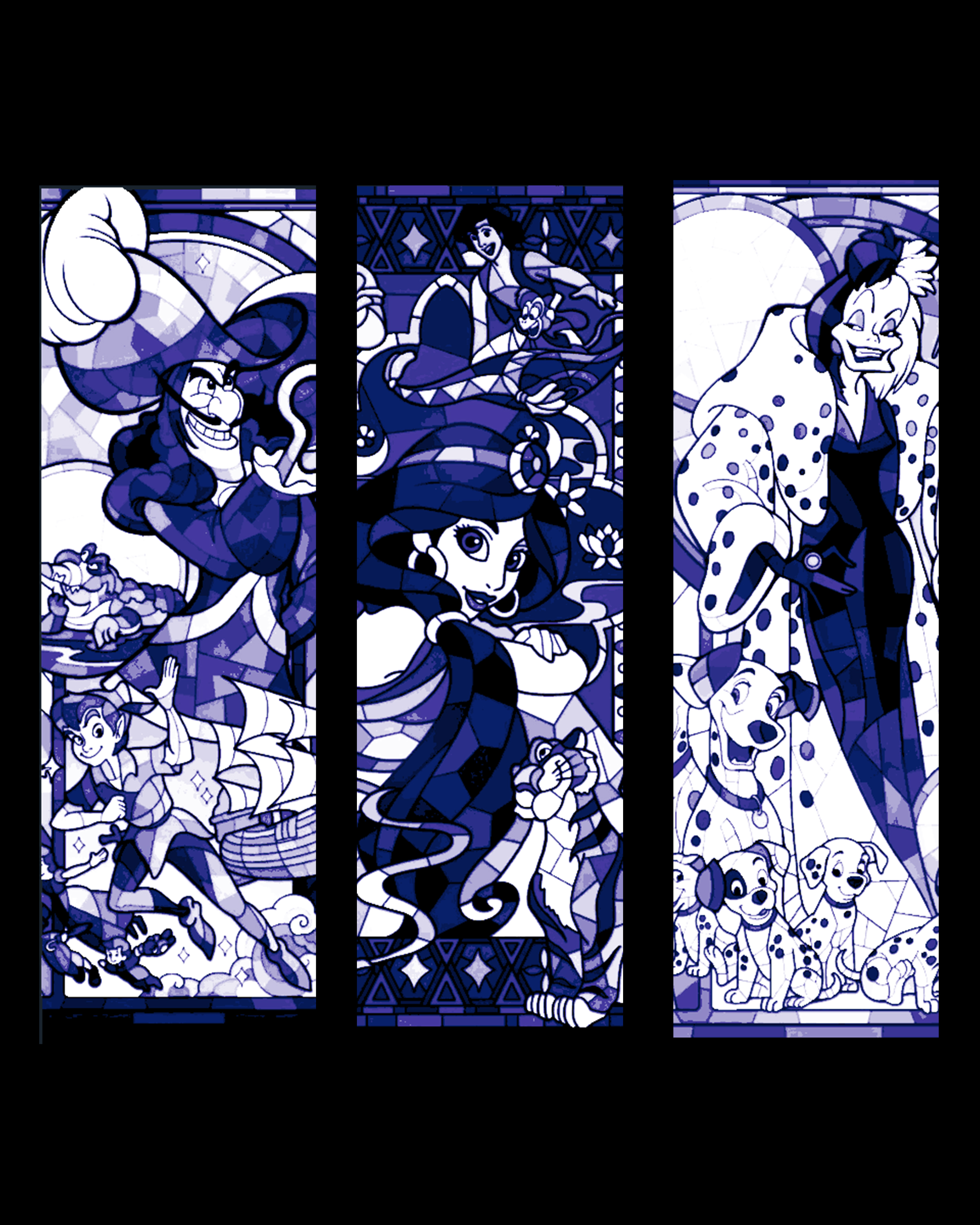 Fan art depictions of Characters from Disney movies stained glass style - bookmarks by BooneCo3d HueForge model: Fan art depictions of Characters from Disney movies stained glass style - bookmarks by BooneCo3d