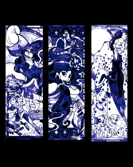 HueForge model: Fan art depictions of Characters from Disney movies stained glass style - bookmarks by BooneCo3d