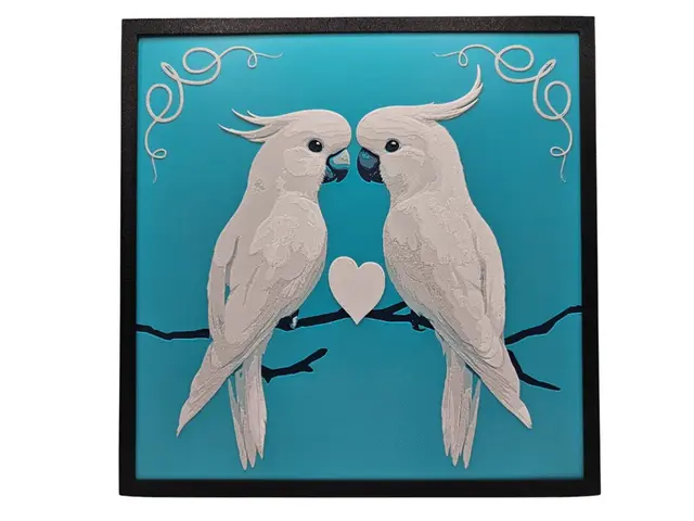 HueForge model: Cockatoo Lovebirds by BusyKikiBee