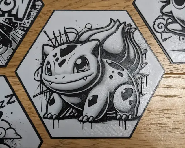 HueForge model: Pokémon Bulbasaur Bulbizarre Hueforge Hex Hexagon by Seb3D