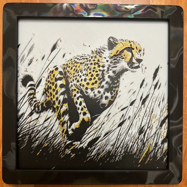 HueForge model: Cheetah Running Through Tall Grass by JustBe 3D Printing