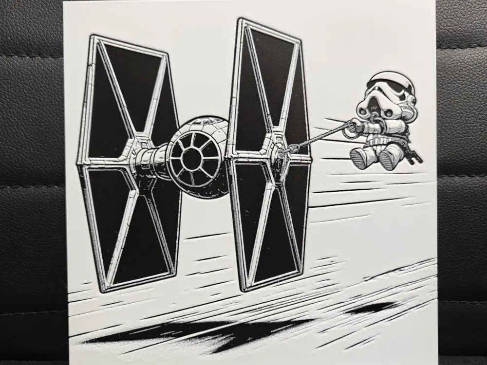 TIE Training / Stormtrooper & TIE Fighter by TheHueforgeLady HueForge model: TIE Training / Stormtrooper & TIE Fighter by TheHueforgeLady