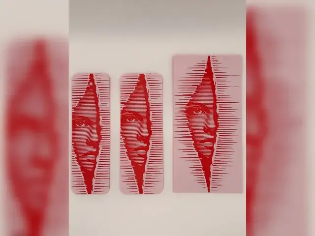 HueForge model: Pop Art Split Face hueforge Bookmark Set by Thadius