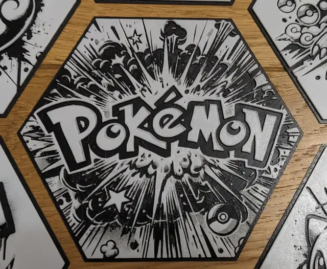 HueForge model: Pokemon Logo Hueforge Hex Hexagon by Seb3D