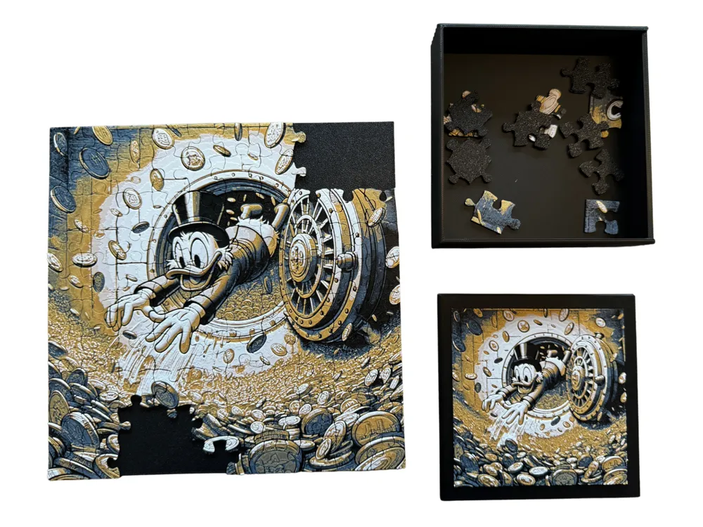 Scrooge McDuck Puzzle & Lid by Canadian Gamer HueForge model: Scrooge McDuck Puzzle & Lid by Canadian Gamer