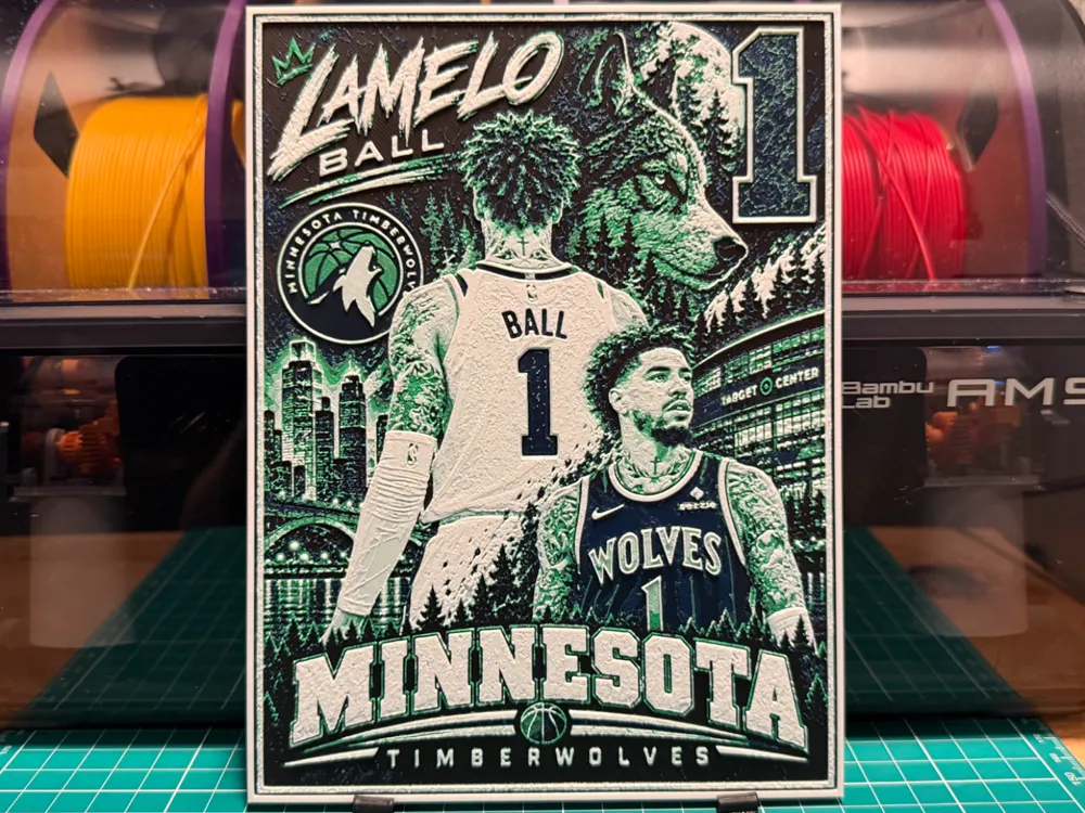 LaMelo Ball Poster by liv_3d HueForge model: LaMelo Ball Poster by liv_3d
