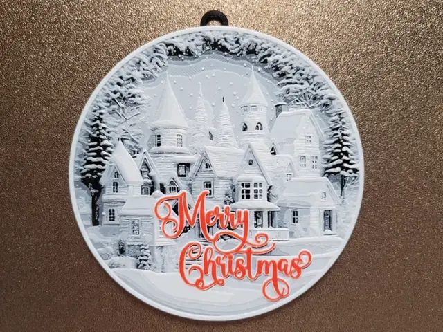 HueForge model: Snowy village - Christmas Ball decoration 120x120 by Vincent111