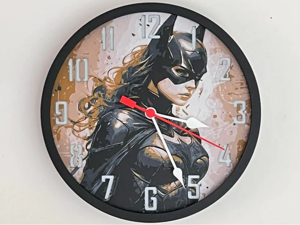 Customizable Clock - Batgirl by 3djd HueForge model: Customizable Clock - Batgirl by 3djd