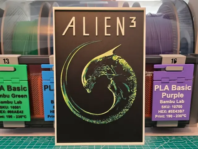 HueForge model: Alien 3 Movie Poster - Hueforge Art by Lumpy3D