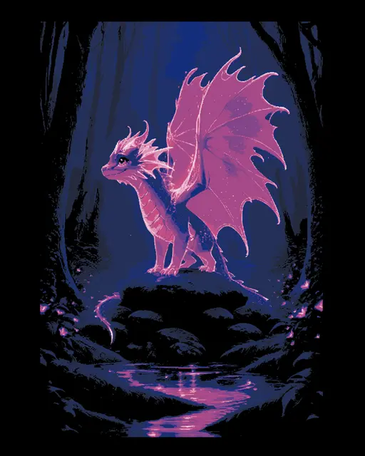 HueForge model: The radiant glow in the forest - the iridescent youthful dragon - Hueforge Art by BooneCo3d