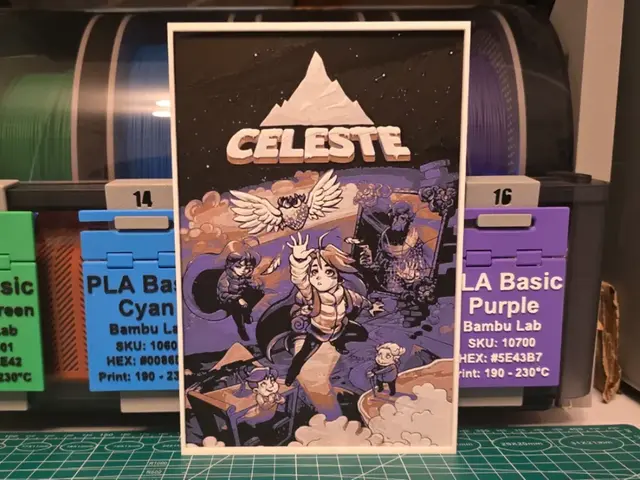 HueForge model: Celeste Game Poster - Hueforge Art by Lumpy3D
