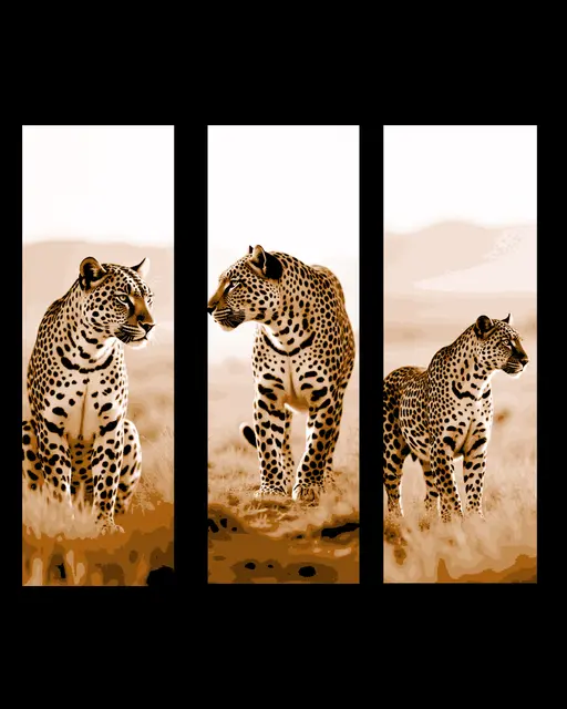 HueForge model: 3d Designs of a Jaguar on the African Savannah - set of bookmarks by BooneCo3d
