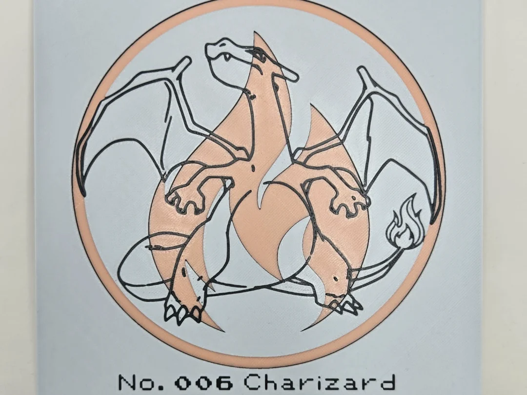 Minimalistic Charizard Hueforge by 3Ree Printing HueForge model: Minimalistic Charizard Hueforge by 3Ree Printing
