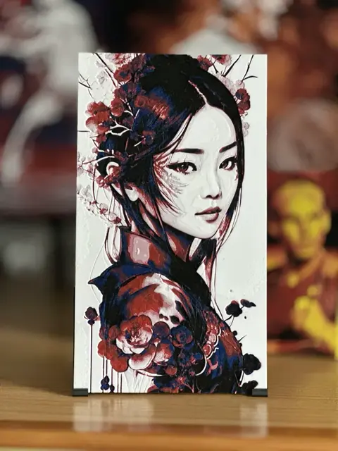 HueForge model: Japanese girl and flowers HueForge art by enricoRE