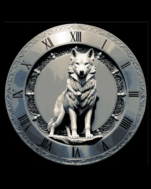 HueForge model: Majestic Wolf Clock Face - Great Christmas Gift - Happy Friday! by BooneCo3d