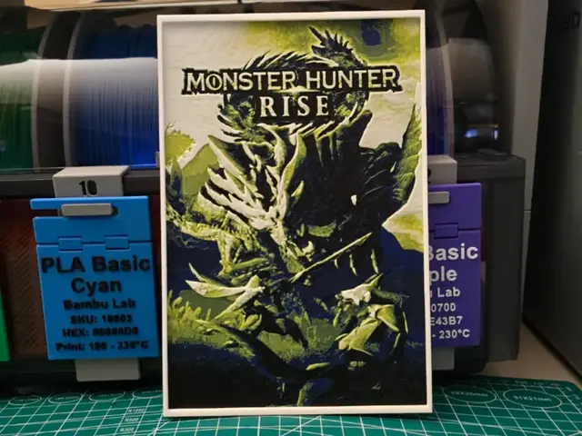 HueForge model: Monster Hunter: Rise Poster - Hueforge Art by Lumpy3D