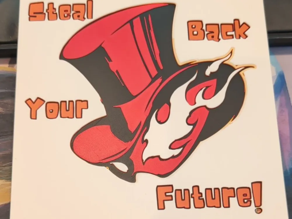 Persona 5 Hat Logo "Steal Back Your Future" by IslandLooter HueForge model: Persona 5 Hat Logo "Steal Back Your Future" by IslandLooter