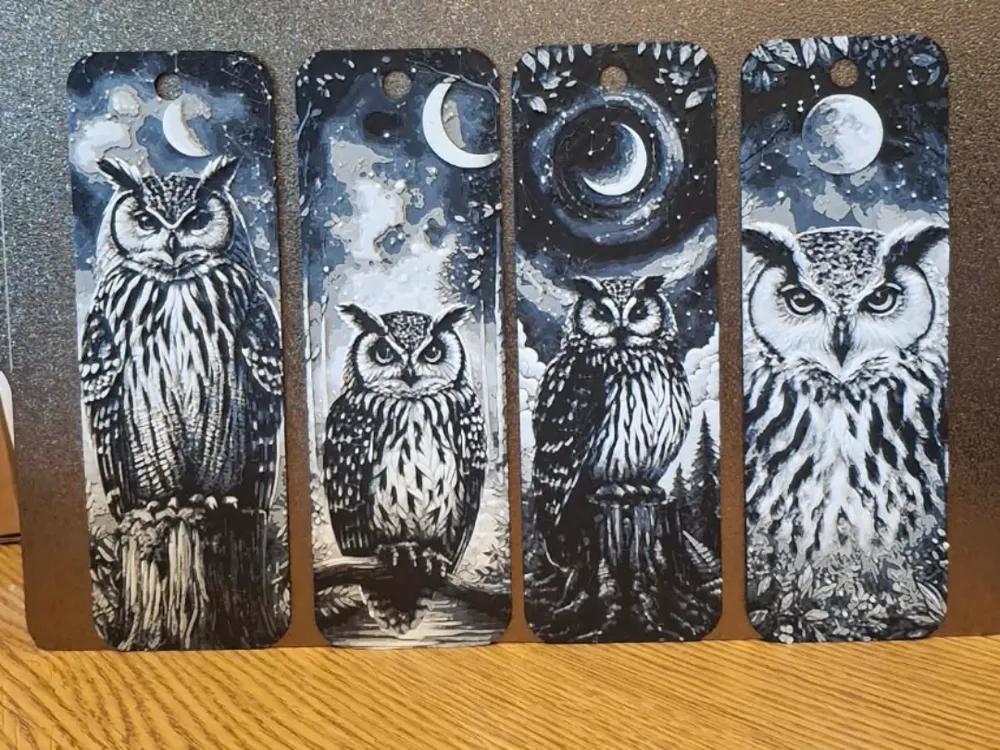 Set of 4 owl bookmarks by 3dGlow HueForge model: Set of 4 owl bookmarks by 3dGlow