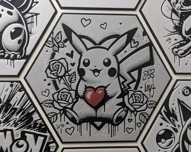 HueForge model: Pokemon Pikachu Valentine's day  Hueforge Hexagon by Seb3D