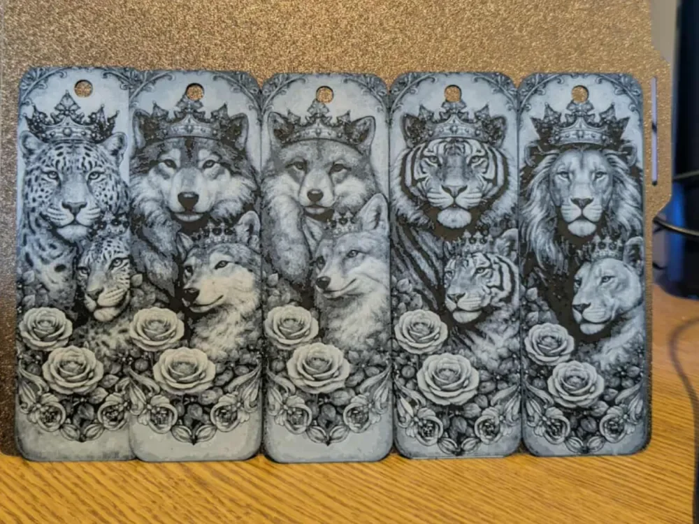 Set of 5 King and Queen Animal bookmarks by 3dGlow HueForge model: Set of 5 King and Queen Animal bookmarks by 3dGlow