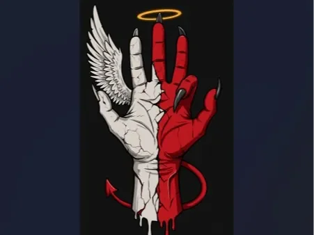 Hueforge - Angel vs Devil by Luckyfer HueForge model: Hueforge - Angel vs Devil by Luckyfer